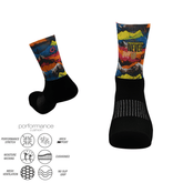 Sports socks for running with grazy goat print